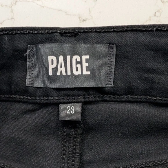 PAIGE Anessa 33 High Rise Wide Leg Jeans Black Shadow NWT Size 23 Full Length - Picture 9 of 15